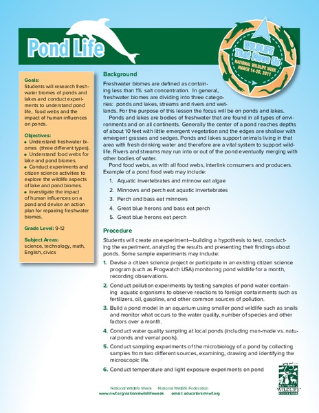 Pond Life Lesson Plan
