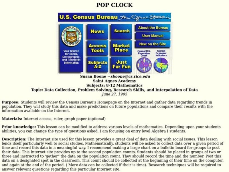 Pop Clock Lesson Plan