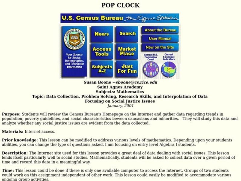 Pop Clock Lesson Plan