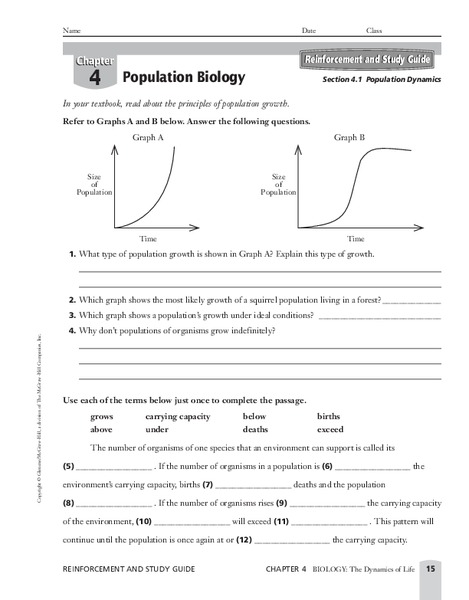 Population Biology Worksheet