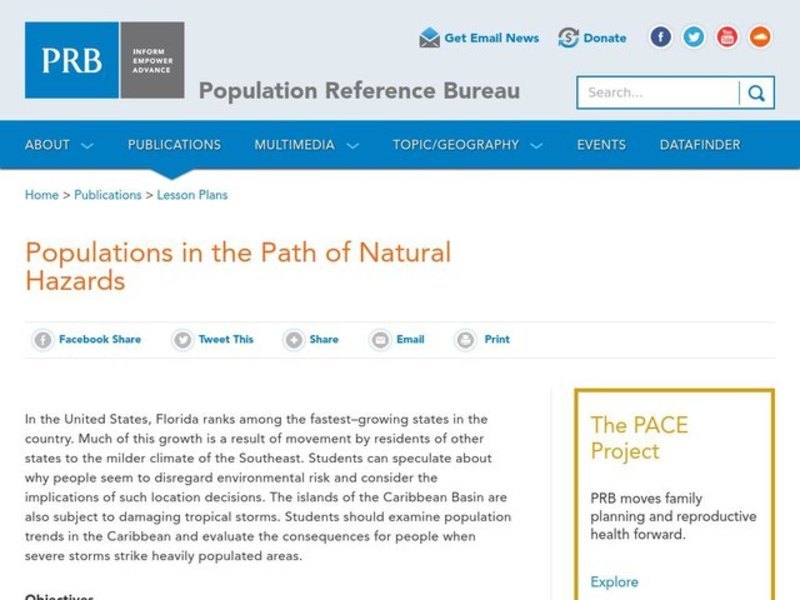 Populations in the Path of Natural Hazards Lesson Plan