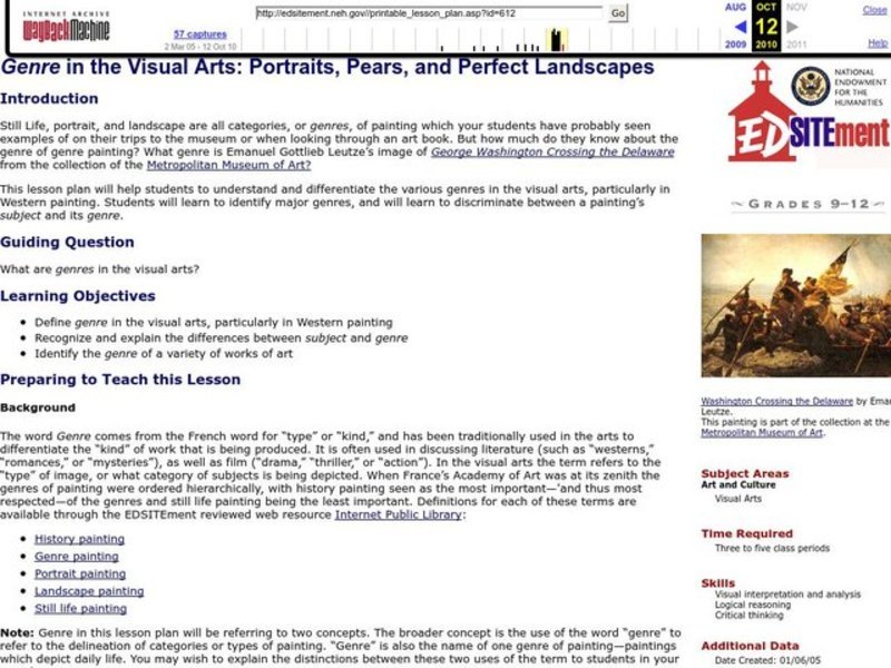 Portraits, Pears, and Perfect Landscapes: Investigating Genre in the Visual Arts Lesson Plan