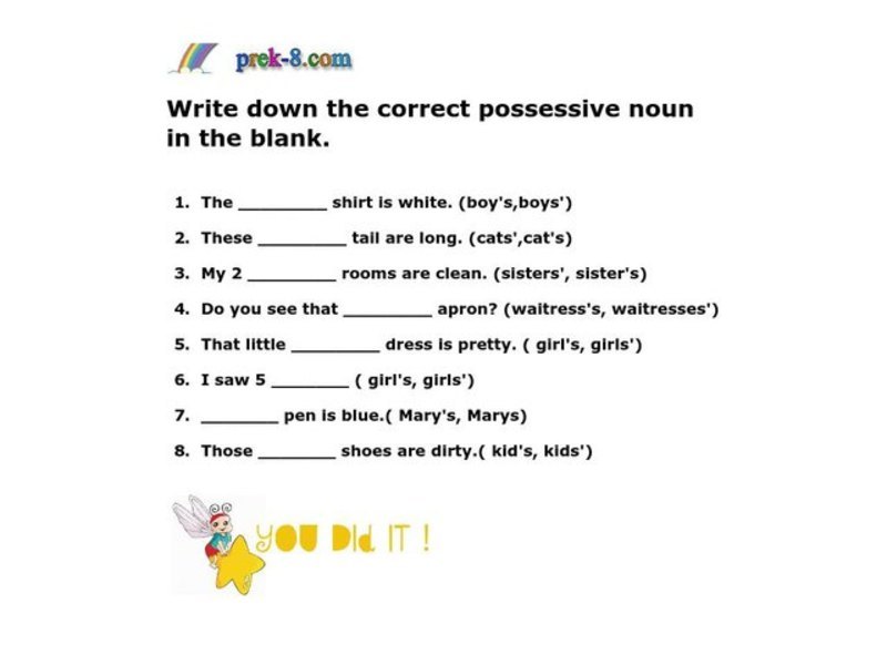 Possessive Nouns Worksheet