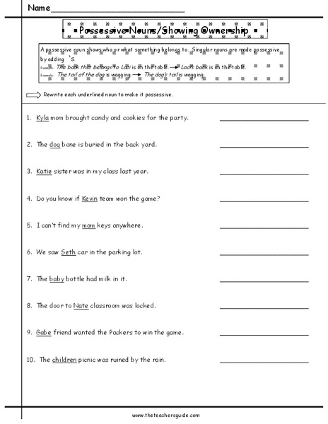 Possessive Nouns Worksheet