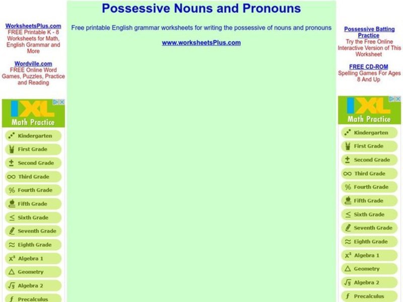 Possessive Nouns and Pronouns Worksheet