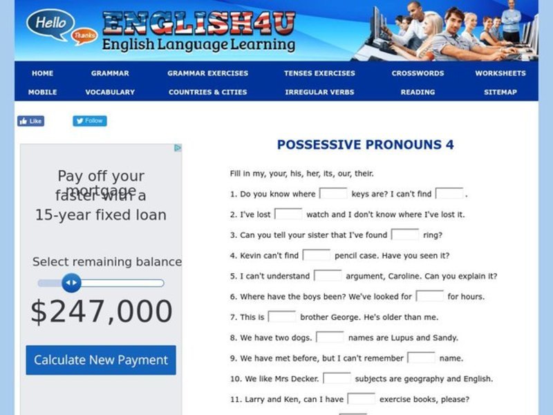 Possessive Pronouns Interactive