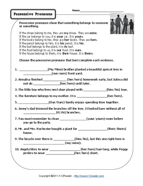 Possessive Pronouns Worksheet