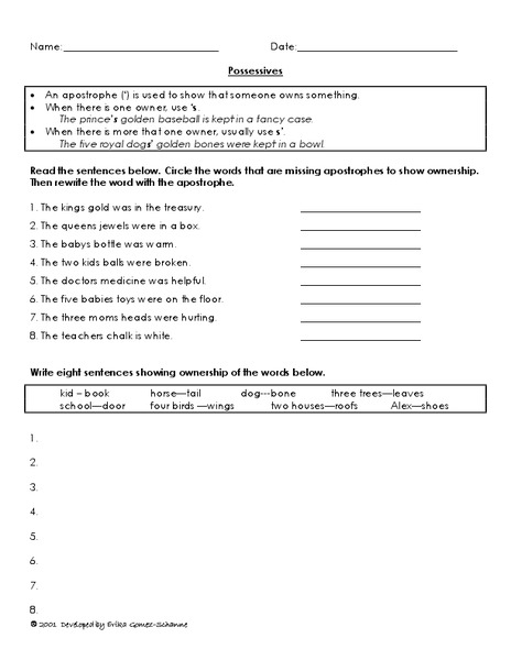 Possessives Worksheet