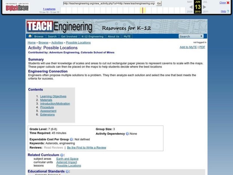 Possible Locations Lesson Plan