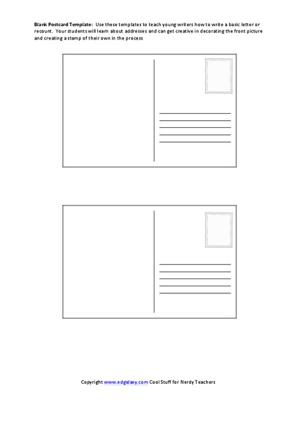 Postcard Template Printables