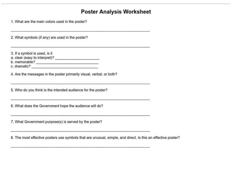 Poster Analysis Worksheet Worksheet