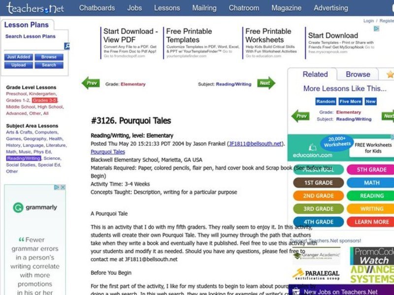 Pourquoi Tales Lesson Plan