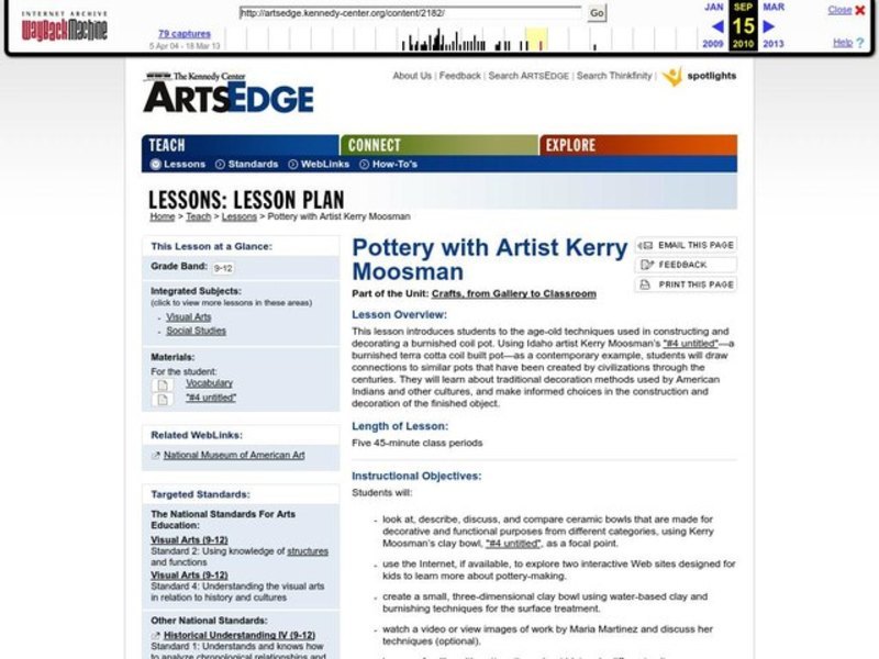 Pottery with Artist Kerry Moosman Lesson Plan