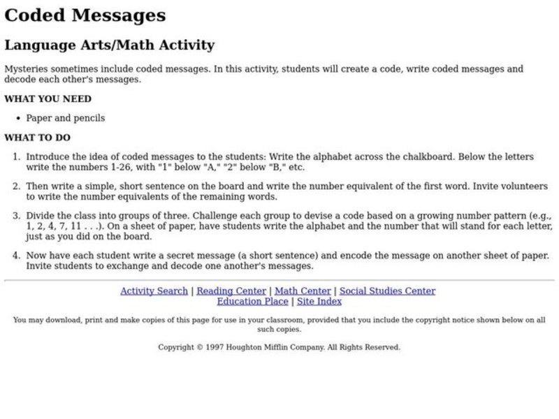 Coded Messages Lesson Plan