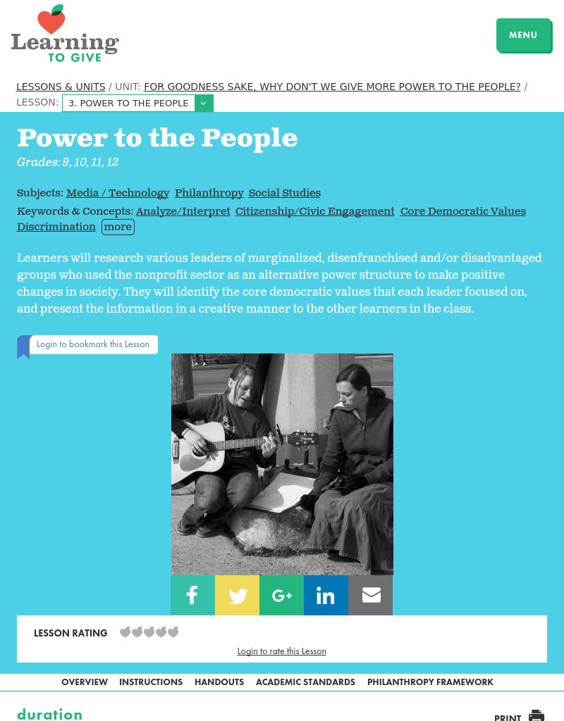 Power to the People Lesson Plan