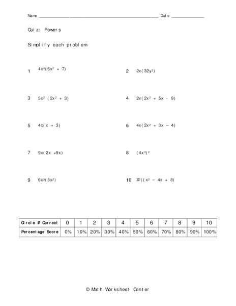Powers Worksheet