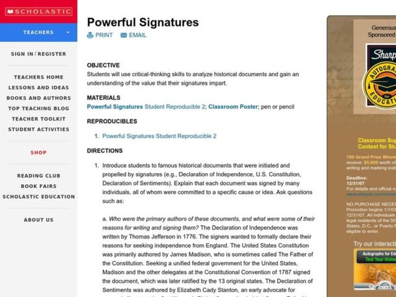 Powerful Signatures Lesson Plan
