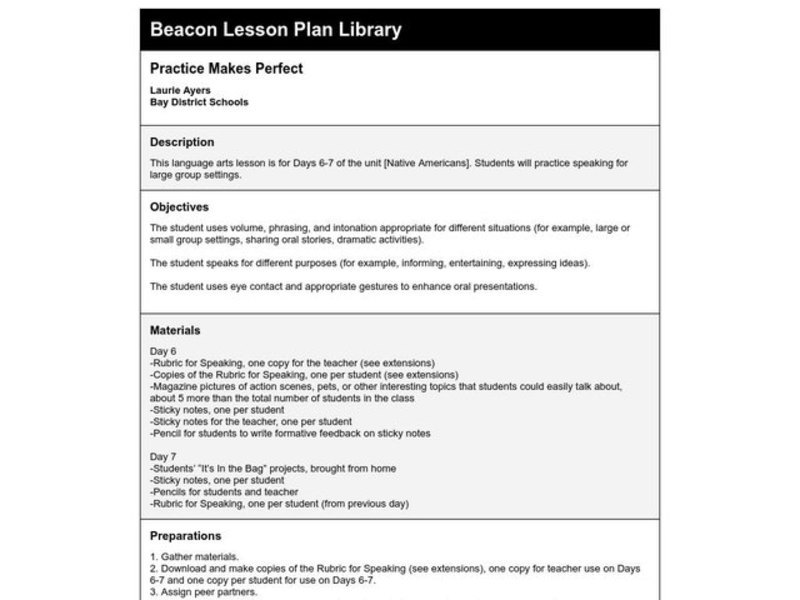 Practice Makes Perfect Lesson Plan