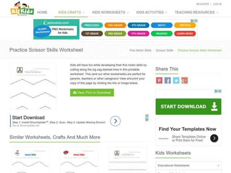 Practice Cutting Lines Worksheet