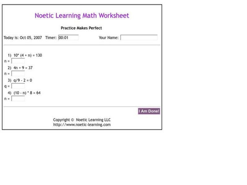 Practice Makes Perfect Worksheet