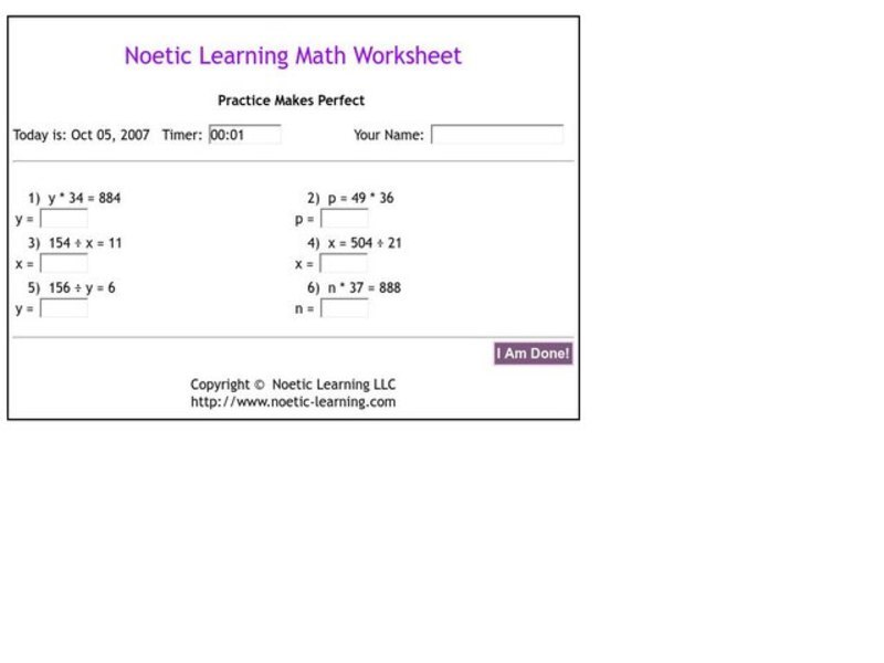 Practice Makes Perfect Worksheet
