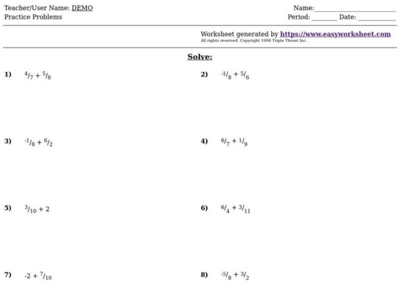 Practice Problems Worksheet