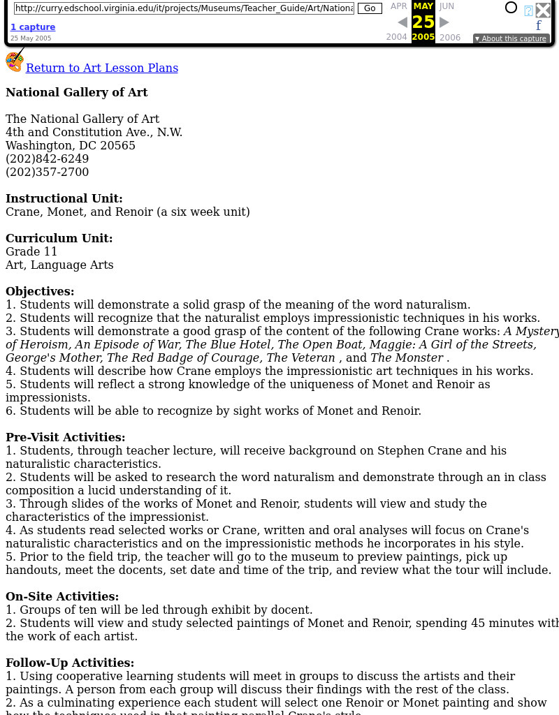 National Gallery of Art Lesson Plan
