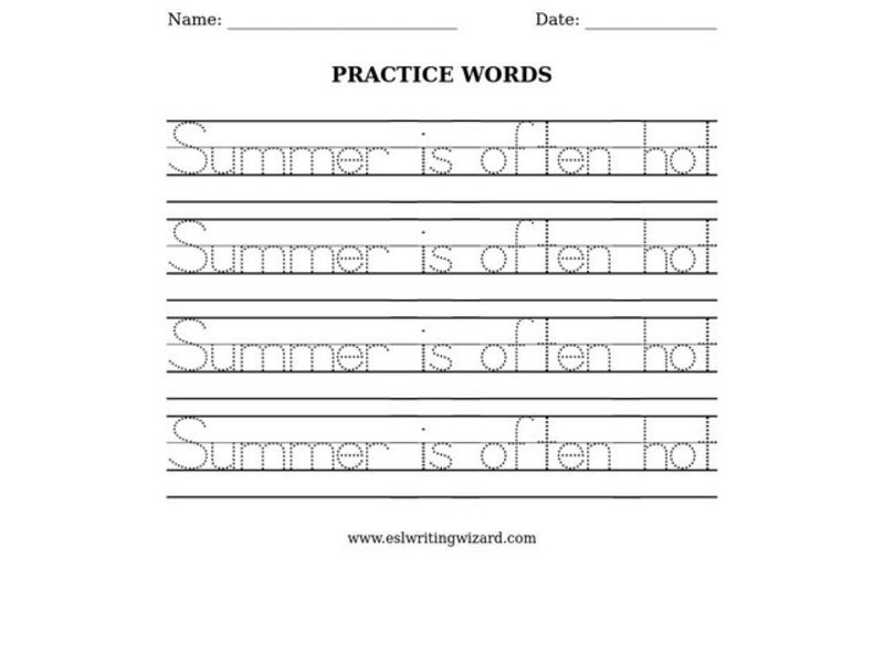 Practice Words Worksheet