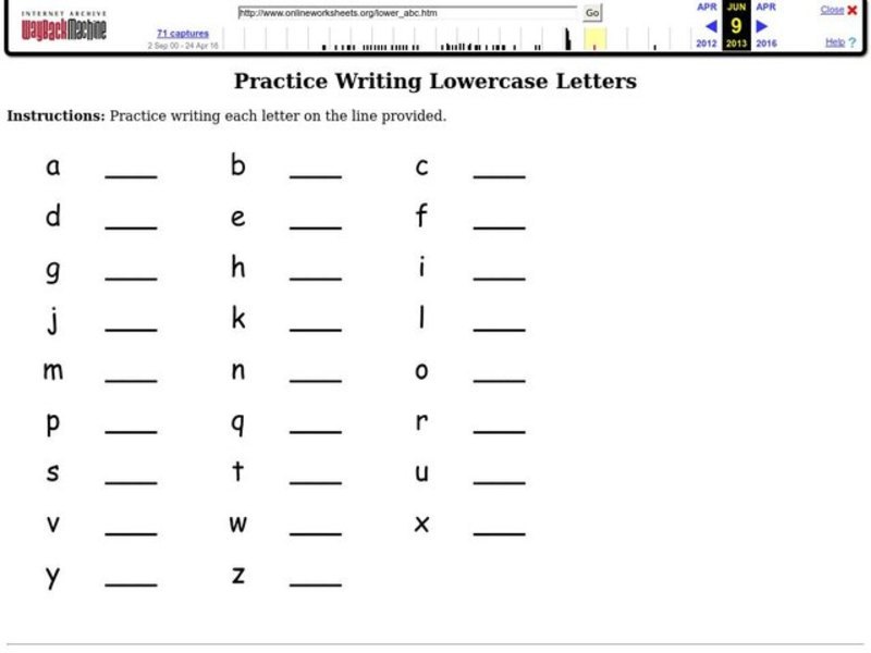 Practice Writing Lowercase Letters Worksheet