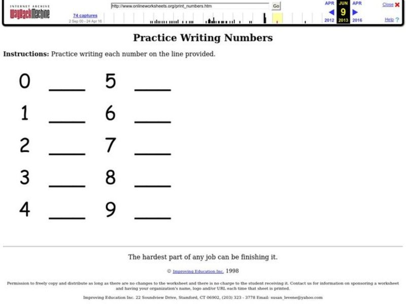 Practice Writing Numbers Worksheet