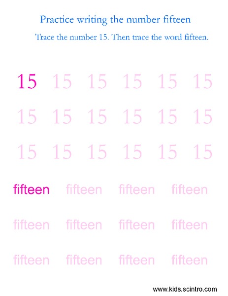 Practice Writing the Number Fifteen Worksheet