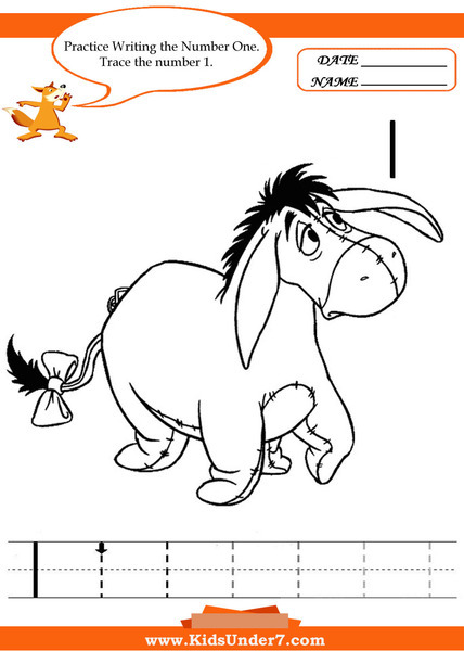 Practice Writing the Number One Worksheet