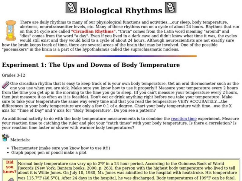 Biological Rhythms Lesson Plan