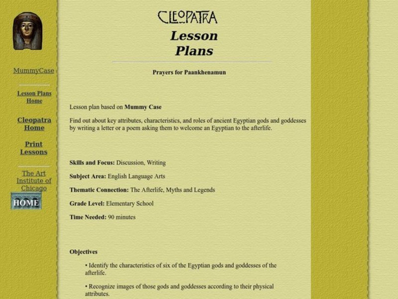 Prayers for Paankhenamun Lesson Plan