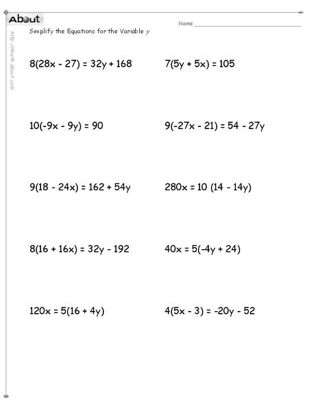 Pre-Algebra Worksheet