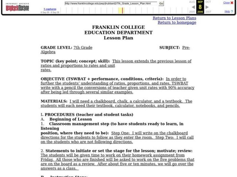 Pre-Algebra Lesson Plan