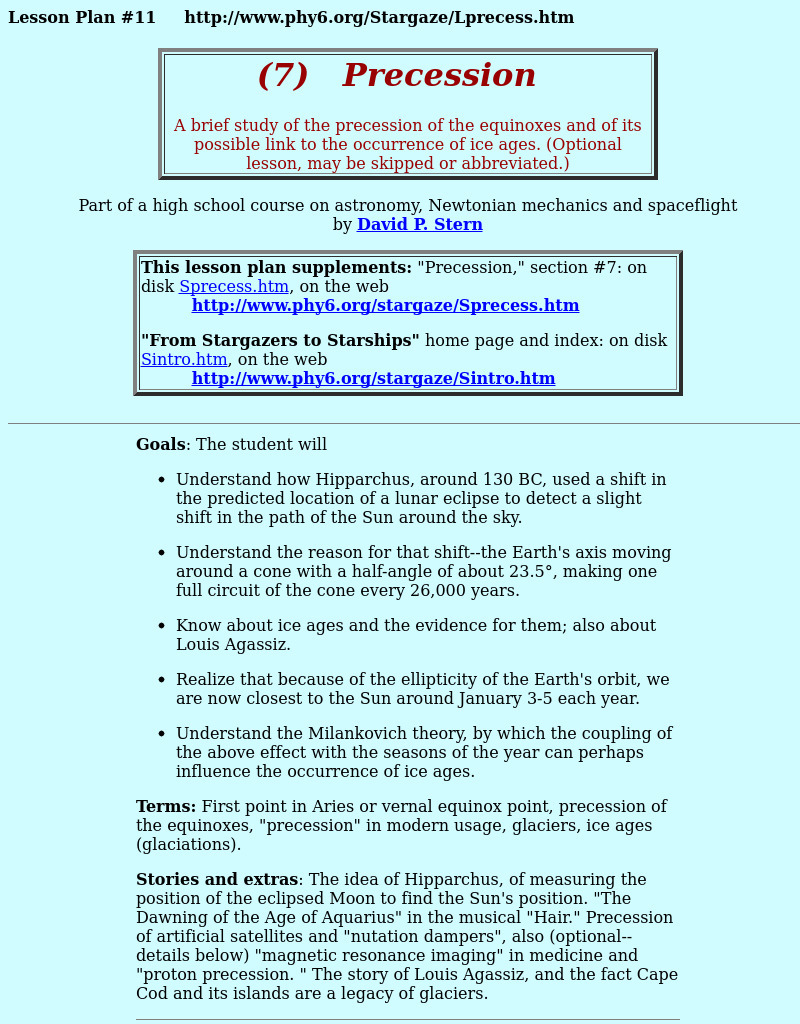 Precession Lesson Plan