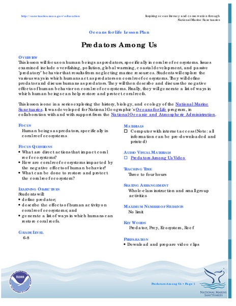 Predators Among Us Lesson Plan