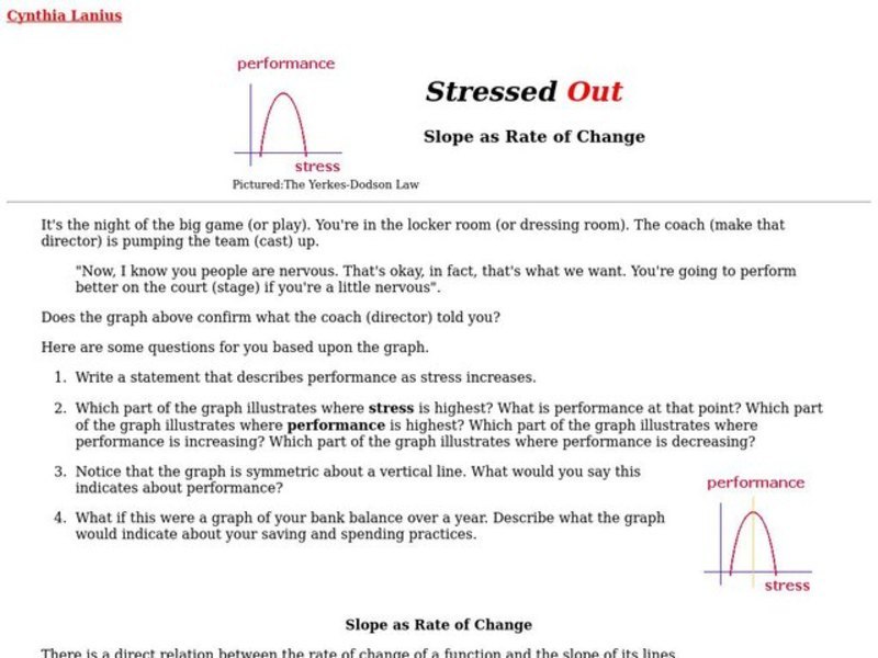 Stressed Out - Slope as Rate of Change Lesson Plan