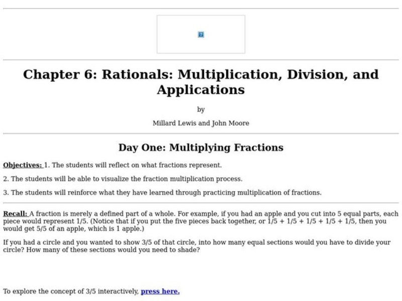 Multiplying Fractions Lesson Plan