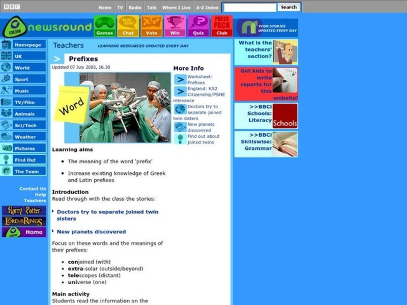 Prefixes Lesson Plan