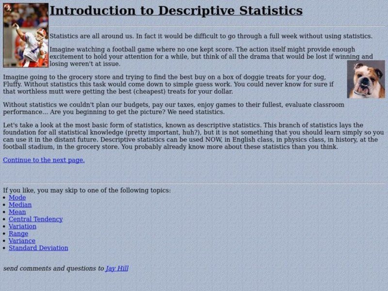 Introduction to Descriptive Statistics Lesson Plan