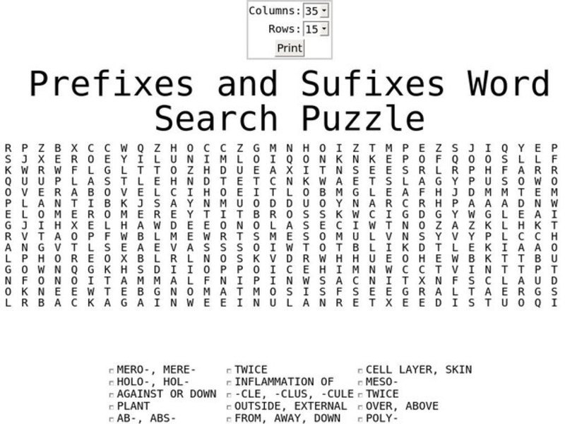 Prefixes and Suffixes Worksheet