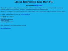 Linear Regression (and Best Fit) Lesson Plan