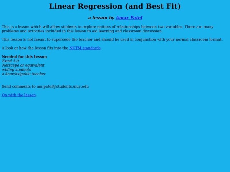 Linear Regression (and Best Fit) Lesson Plan