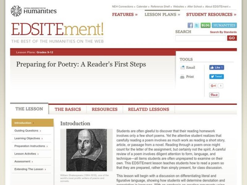 Preparing for Poetry: A Reader's First Steps Lesson Plan