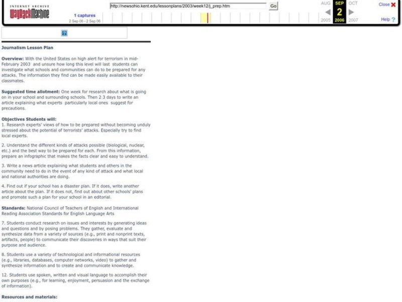 Preparing for the Possibility of Terrorists Lesson Plan