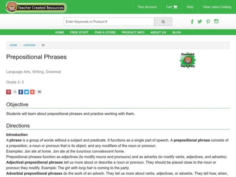 Prepositional Phrases Lesson Plan