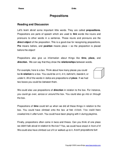 Prepositions Organizer