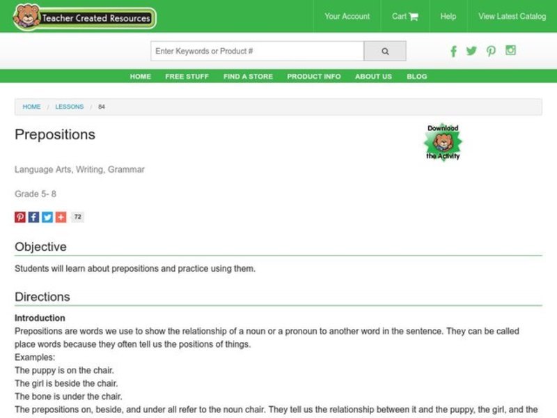 Prepositions Lesson Plan